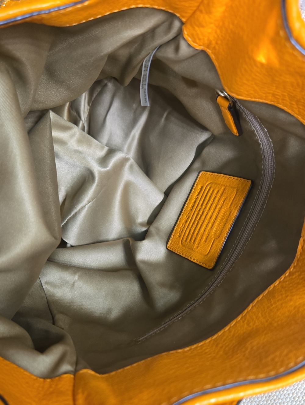 Coach Edie Orange Pebbled Leather Shoulder Bag - Picture 11 of 13